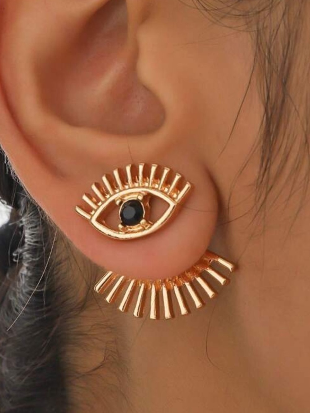 Gold Peekaboo Eye Earrings